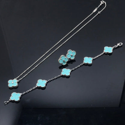 [Royal Top]CLOVER 1 DIAMOND BLUE SKY SILVER EARRINGS