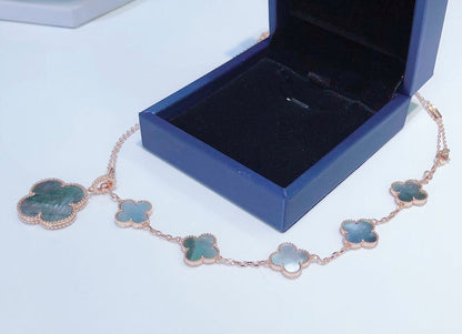[Royal Top]COMBINED BRACELET 5 MOTIFS AND NECKLACE DARK MOP ROSE GOLD