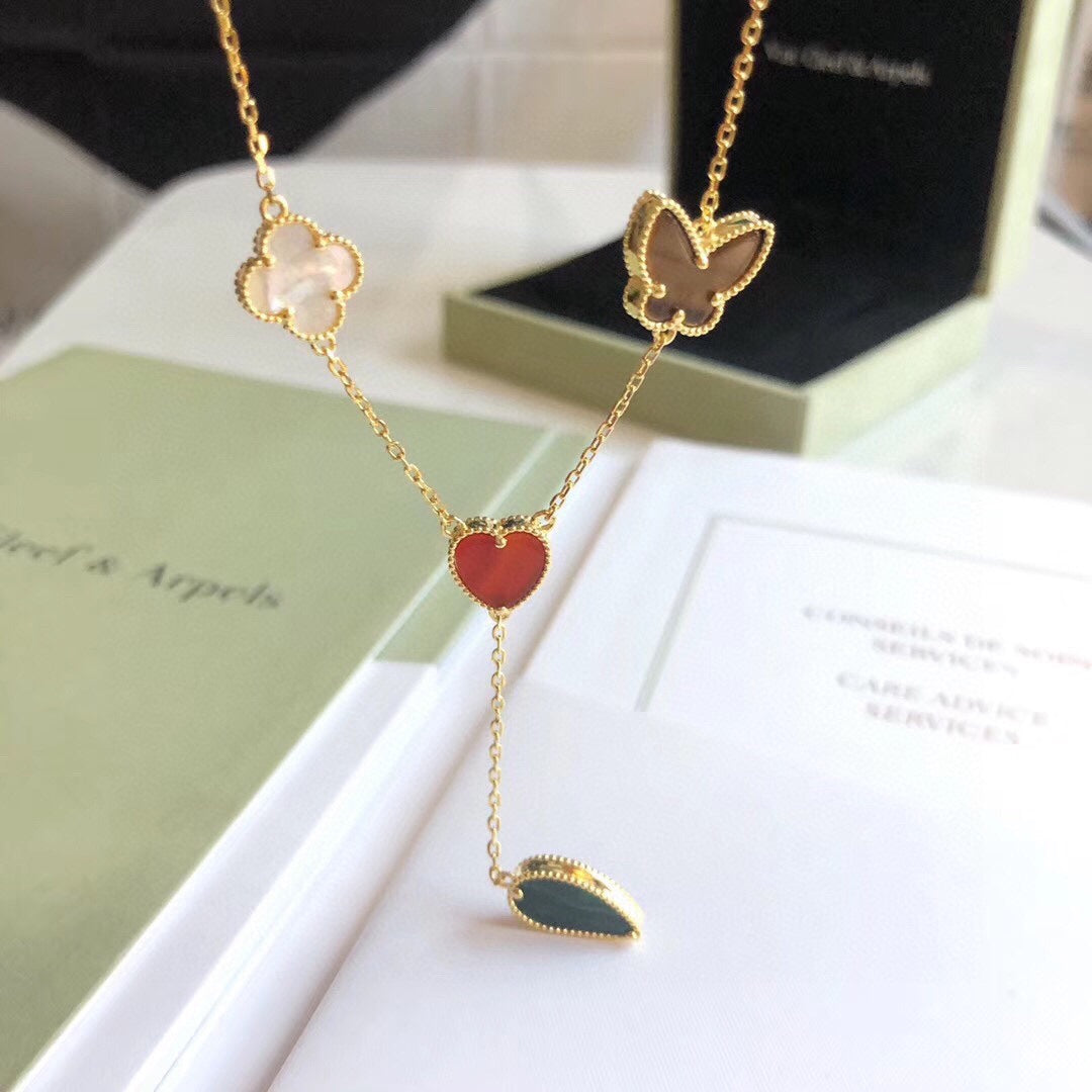 [Royal Top]LUCKY SPRING 4 MOTIFS ROSE GOLD NECKLACE