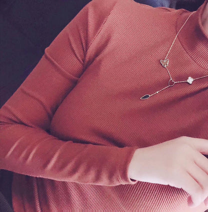 [Royal Top]LUCKY SPRING 4 MOTIFS ROSE GOLD NECKLACE