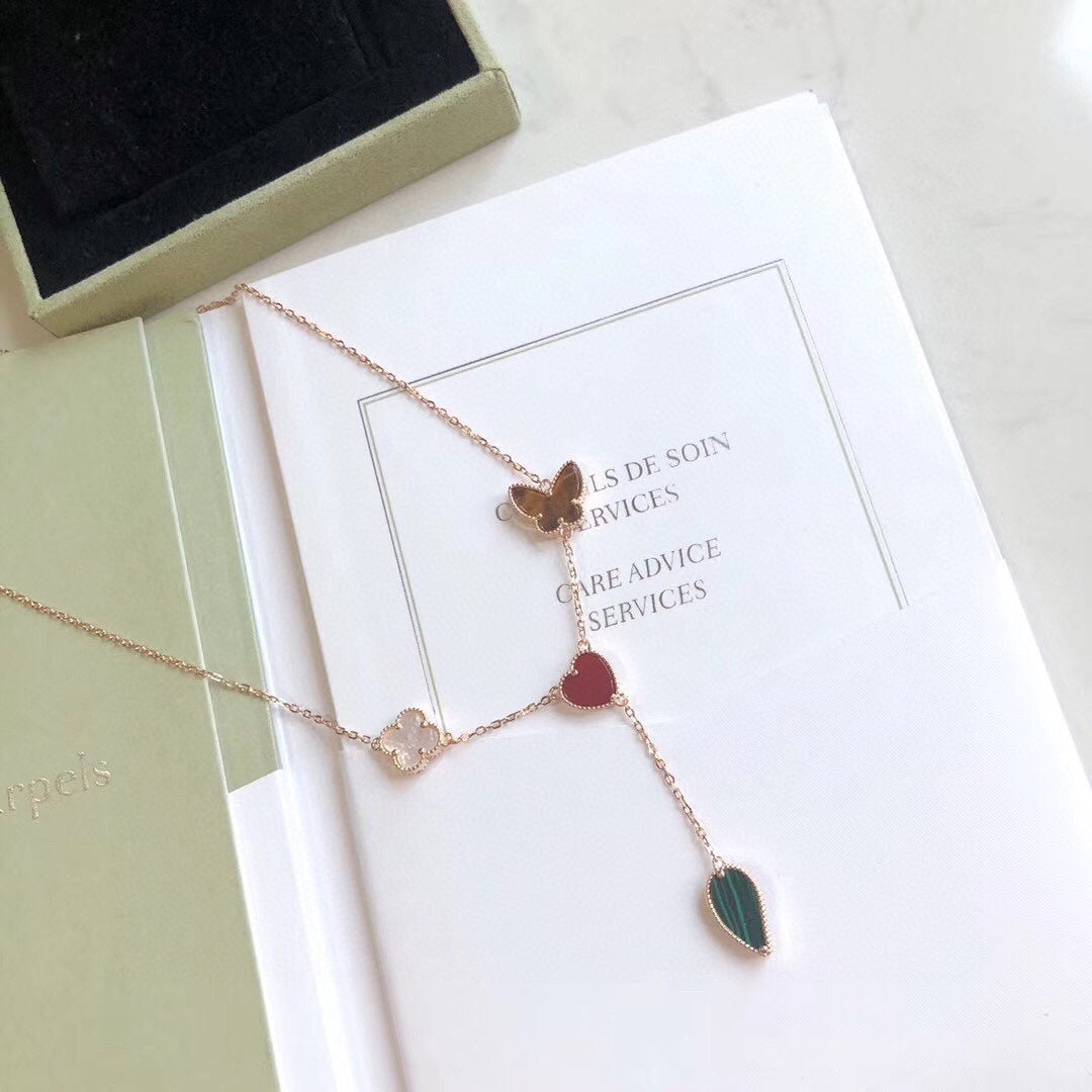 [Royal Top]LUCKY SPRING 4 MOTIFS ROSE GOLD NECKLACE