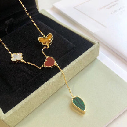 [Royal Top]LUCKY SPRING 4 MOTIFS ROSE GOLD NECKLACE