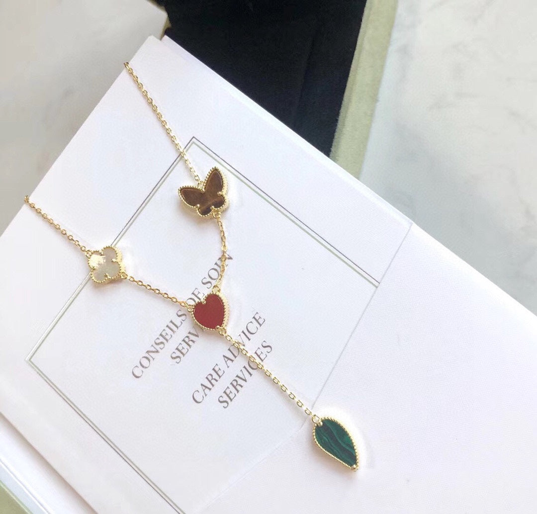 [Royal Top]LUCKY SPRING 4 MOTIFS ROSE GOLD NECKLACE