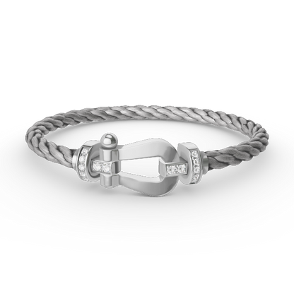 [Royal Top]FORCE LARGE HORSESHOE HALF DIAMOND BRACELET SILVER