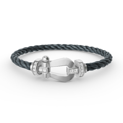 [Royal Top]FORCE LARGE HORSESHOE HALF DIAMOND BRACELET SILVER