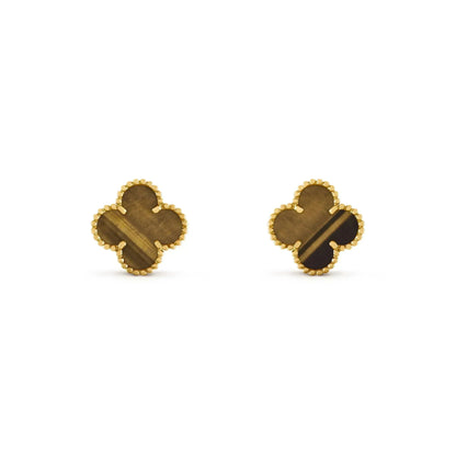 [Royal Top]CLOVER MEDIUM 1 MOTIFS TIGER EYE EARRINGS