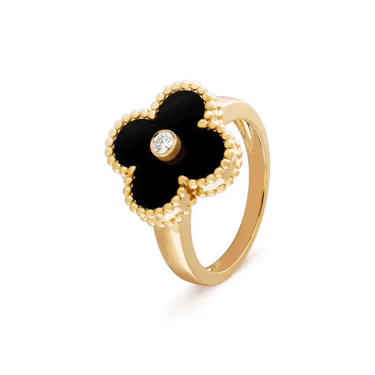 [Royal Top]CLOVER ONYX RING GOLD DIAMOND