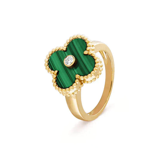 [Royal Top]CLOVER MALACHITE RING GOLD DIAMOND