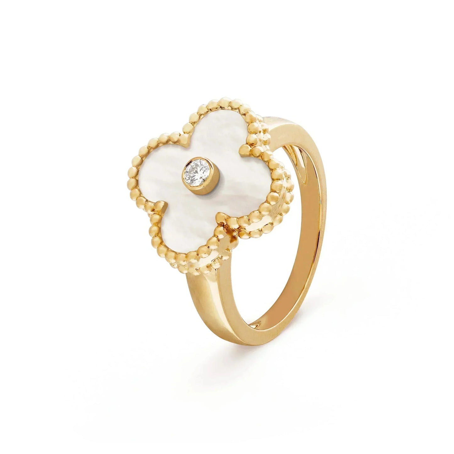 [Royal Top]CLOVER PINK MOP RING GOLD DIAMOND
