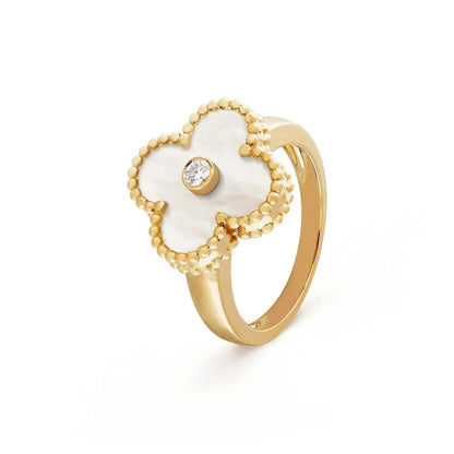 [Royal Top]CLOVER PINK MOP RING GOLD DIAMOND