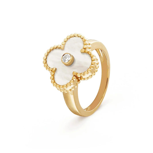 [Royal Top]CLOVER PINK MOP RING GOLD DIAMOND