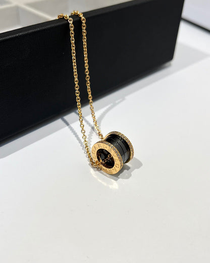 [Royal Top]ZERO 1 BLACK CERAMIC DIAMOND PINK GOLD NECKLACE