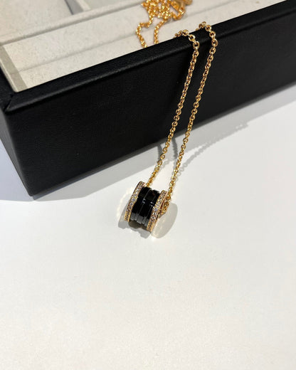 [Royal Top]ZERO 1 BLACK CERAMIC DIAMOND PINK GOLD NECKLACE
