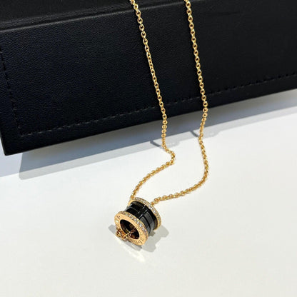 [Royal Top]ZERO 1 BLACK CERAMIC DIAMOND PINK GOLD NECKLACE