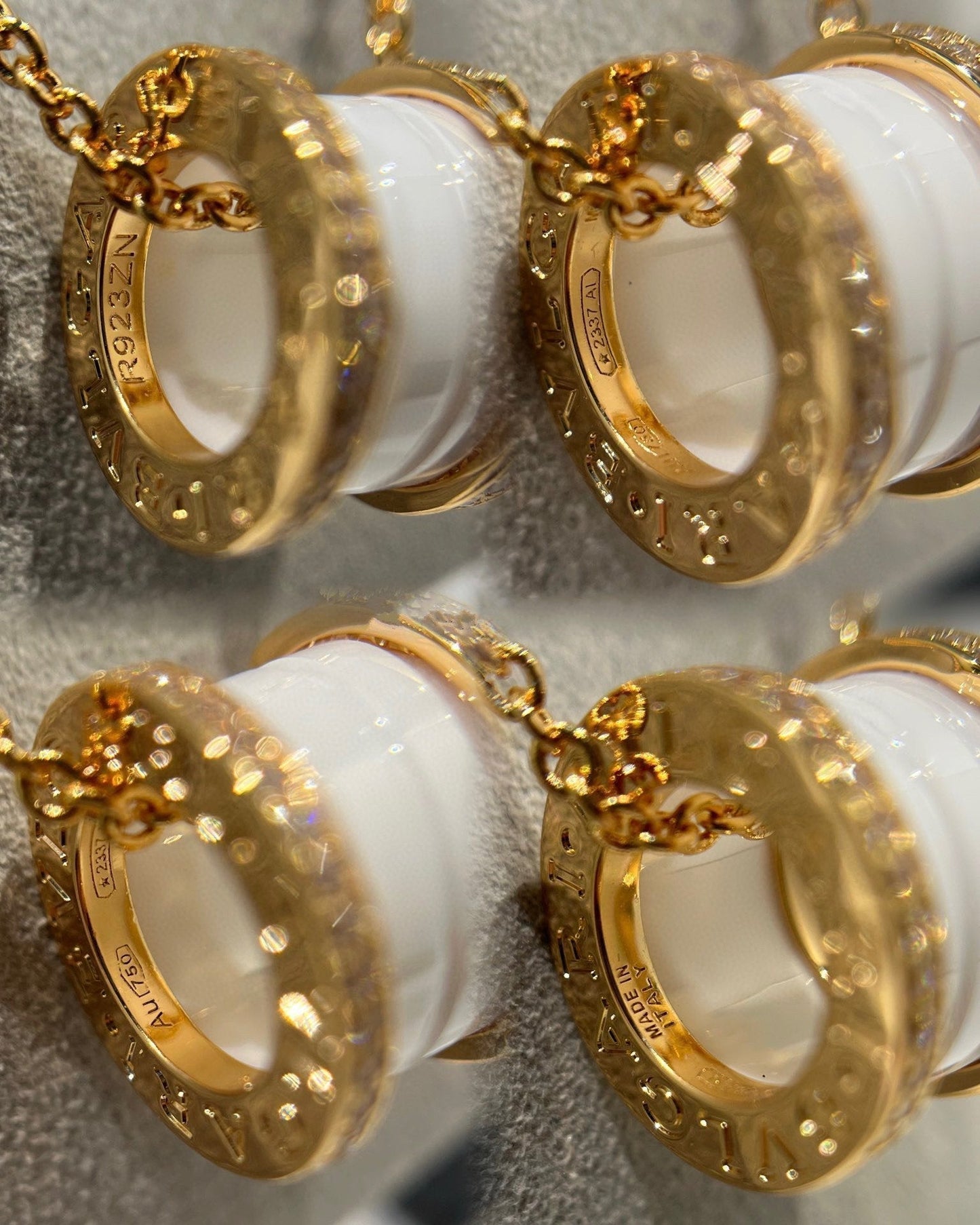 [Royal Top]ZERO 1 WHITE CERAMIC DIAMOND PINK GOLD NECKLACE