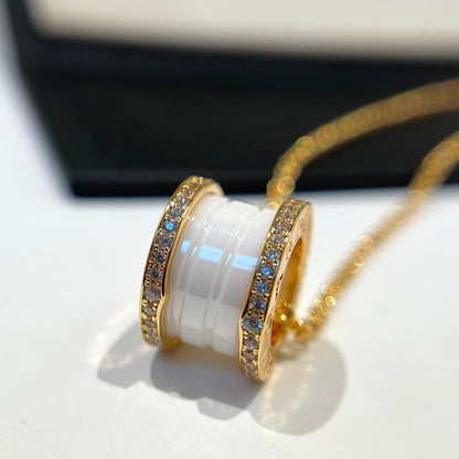 [Royal Top]ZERO 1 WHITE CERAMIC DIAMOND PINK GOLD NECKLACE